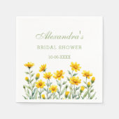 Yellow Boho Chic Wildflower Vrijgezellenfeest Servet (Voorkant)