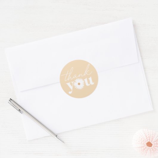 Yellow Boho Daisy Birthday Party bedankt Ronde Sticker (Envelop)