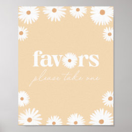 Yellow Boho Daisy Birthday Party Favors Sign Poster
