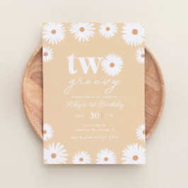 Yellow Boho Daisy Two Groovy 2e verjaardag Kaart