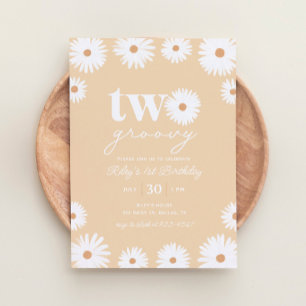 Yellow Boho Daisy Two Groovy 2e verjaardag Kaart