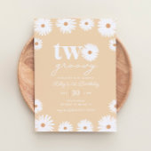 Yellow Boho Daisy Two Groovy 2e verjaardag Kaart