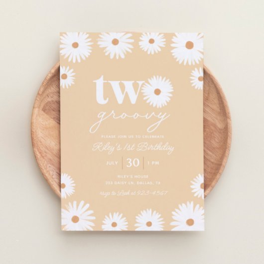 Yellow Boho Daisy Two Groovy 2e verjaardag Kaart