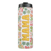 Yellow Boho Floral 3D Mama Thermosbeker (Voorkant)