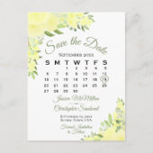 Yellow Boho Floral Wedding Save the Date Calendar Aankondigingskaart (Voorkant)