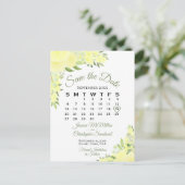 Yellow Boho Floral Wedding Save the Date Calendar Aankondigingskaart (Staand voorkant)