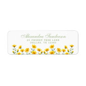 Yellow Boho Floral Wildflower Retouradres Etiket (Voorkant)