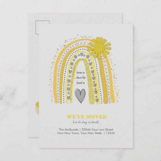 Yellow Boho Rainbow We hebben de aankondiging verp Briefkaart (Voorkant / Achterkant)