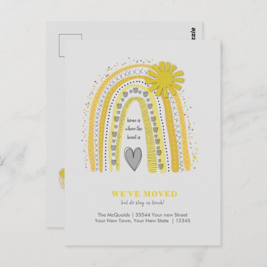 Yellow Boho Rainbow We hebben de aankondiging verp Briefkaart (Voorkant / Achterkant)