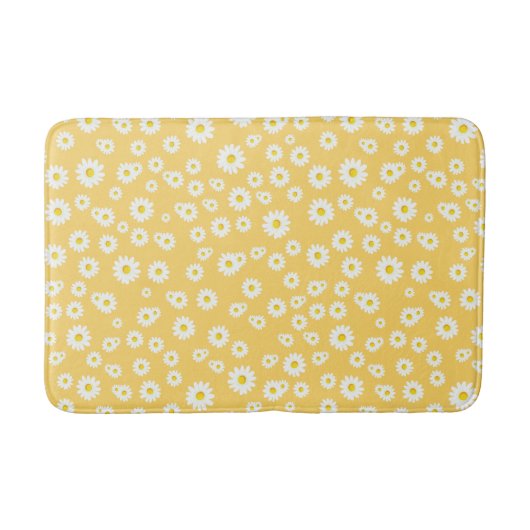 Yellow Boho Spring Daisies Pattern Badmat (Voorkant)
