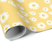 Yellow Boho Spring Daisies Pattern Cadeaupapier (Rol Hoek)
