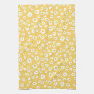 Yellow Boho Spring Daisies Pattern Theedoek