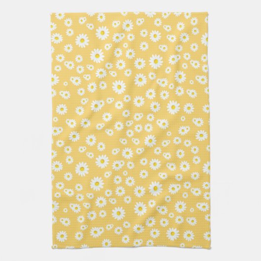 Yellow Boho Spring Daisies Pattern Theedoek (Verticaal)