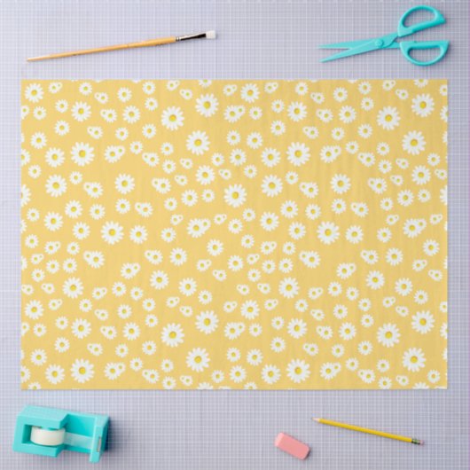 Yellow Boho Spring Daisies Pattern Tissuepapier (Craft)