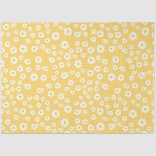 Yellow Boho Spring Daisies Pattern Tissuepapier (Voorkant)