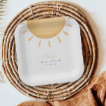 Yellow Boho Sunshine Baby shower Papieren Borden Papieren Bordje<br><div class="desc">Het aanbevolen item is een "Sunshine Boho Baby shower Paper Bord". Dit vierkante bord toont een modern en stijlvol ontwerp dat perfect is voor een baby shower met een bohemien thema.</div>