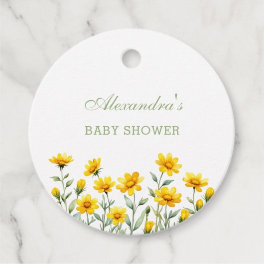 Yellow Boho Wildflower Baby shower Bedankt Bedankjes Labels (Voorkant)