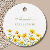 Yellow Boho Wildflower Baby shower Bedankt Bedankjes Labels