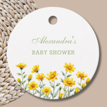 Yellow Boho Wildflower Baby shower Bedankt