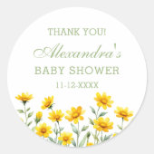 Yellow Boho Wildflower Baby shower Bedankt Ronde Sticker (Voorkant)