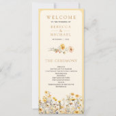 Yellow Boho Wildflower Floral bruiloft programma (Voorkant)