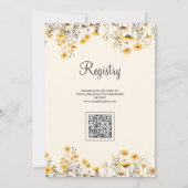 Yellow Boho Wildflower Floral QR Code Baby shower Kaart (Achterkant)