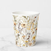 Yellow Boho Wildflower Papieren Bekers (Rechts)