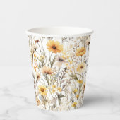 Yellow Boho Wildflower Papieren Bekers (Voorkant)
