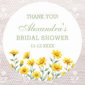 Yellow Boho Wildflower Vrijgezellenfeest Bedankt Ronde Sticker