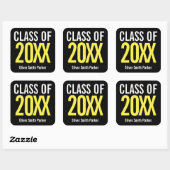 Yellow Bold Personated Afstuderen ELK JAAR Vierkante Sticker (Vel)