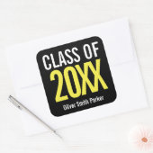 Yellow Bold Personated Afstuderen ELK JAAR Vierkante Sticker (Envelop)