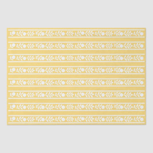 Yellow Bone Inlay Floral Border Decoupage Paper Tissuepapier (Voorkant)