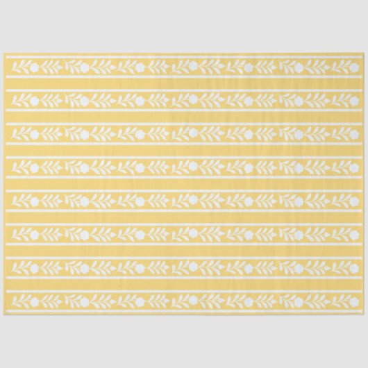 Yellow Bone Inlay Floral Border Decoupage Paper Tissuepapier (Voorkant)