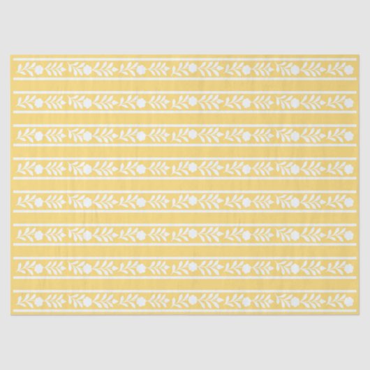 Yellow Bone Inlay Floral Border Decoupage Paper Tissuepapier (Voorkant)