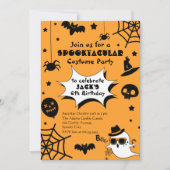Yellow BOO Spooktacular Halloween Verjaardagsfeest Kaart (Voorkant)