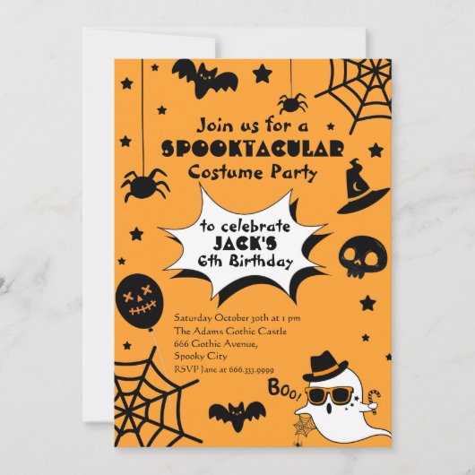 Yellow BOO Spooktacular Halloween Verjaardagsfeest Kaart (Voorkant)