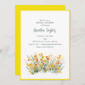 Yellow Border Wildflower Spring Bridal Shower Kaart (Voorkant / Achterkant)