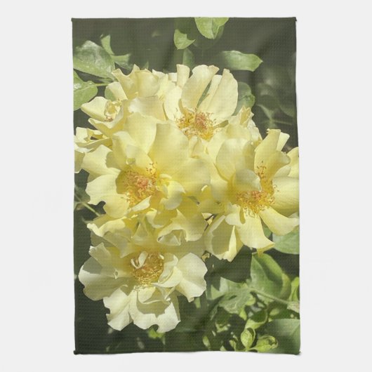 Yellow Botanical Flowers Theedoek (Verticaal)