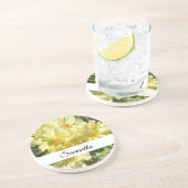 Yellow Botanical Flowers Zandsteen Onderzetter (Zijkant)