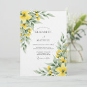 Yellow Botanical Meadow Wedding Kaart (Staand voorkant)