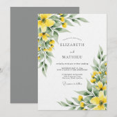 Yellow Botanical Meadow Wedding Kaart (Voorkant / Achterkant)