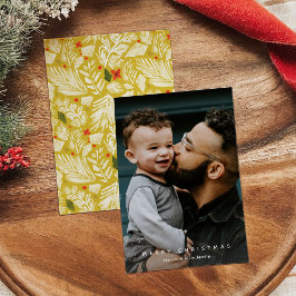 Yellow Botanical Vertical Photo Holiday Card Feestdagenkaart