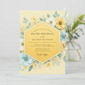 Yellow Botanical Whimsy Wedding Kaart (Staand voorkant)