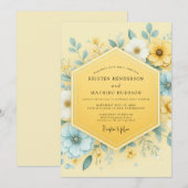 Yellow Botanical Whimsy Wedding Kaart (Voorkant / Achterkant)