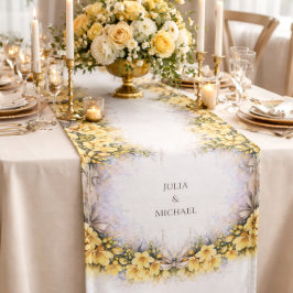 Yellow Botanical Wreath Wedding Decor Newlyweds Lange Tafelloper