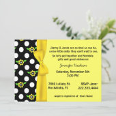 Yellow Bow Baby Sprinkle Shower-uitnodiging Kaart (Staand voorkant)