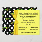 Yellow Bow Baby Sprinkle Shower-uitnodiging Kaart (Voorkant / Achterkant)