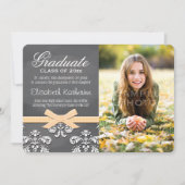 YELLOW Bow Chalkboard Lace Afstuderen aankondiging (Voorkant)