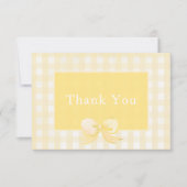 Yellow Bow Gingham Dank je wel Bedankkaart (Voorkant)
