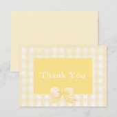 Yellow Bow Gingham Dank je wel Bedankkaart (Voorkant / Achterkant)